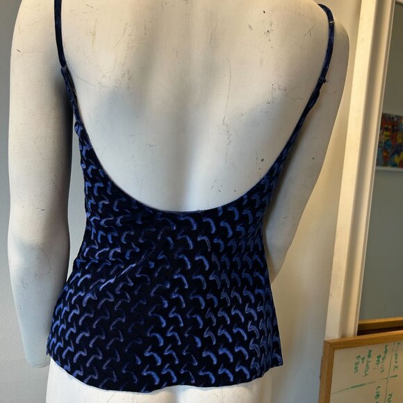 ALGO Blue Velvet Psychedelic Low-Back Top — Size 6 (Made in Canada) ALGO Velvet - Picture 3 of 4